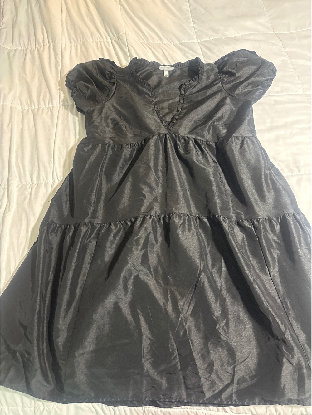 Kika Vargas Black Puff Sleeve Tiered Dress Size 1X